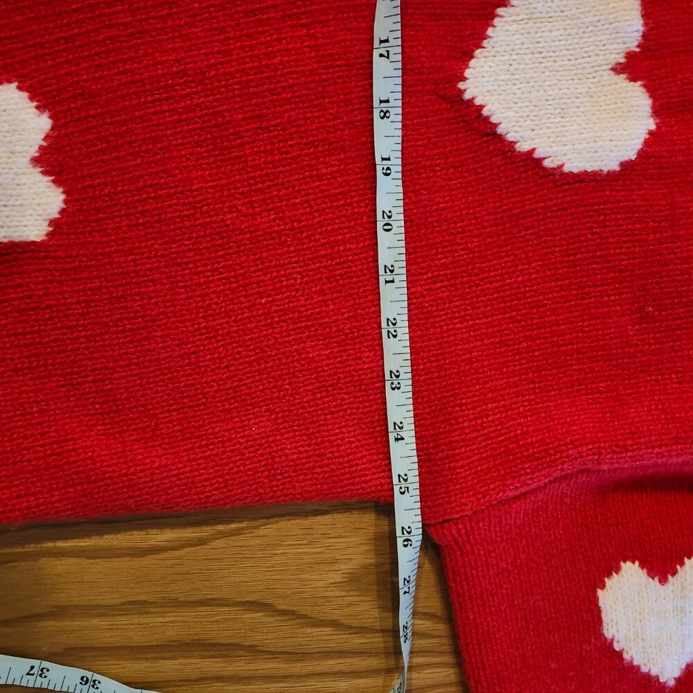 NWT Sincerely Jules Women Knit Cardigan Red Heart Print Tie Front – Size L - Picture 9 of 11